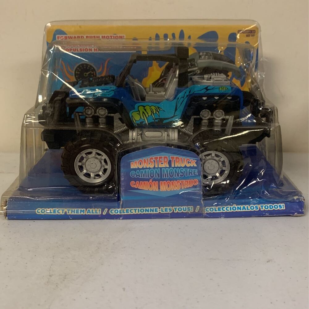 Monster Truck Blue Jeep With Forward Push Motion